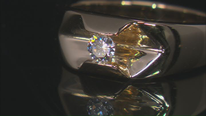 White Lab-Grown Diamond F-G VS 14k Yellow Gold Over Sterling Silver Mens Solitaire Ring 0.20ctw Video Thumbnail