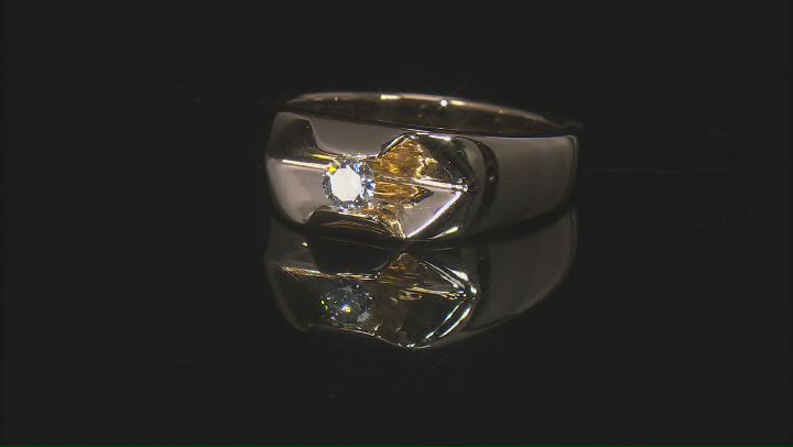 White Lab-Grown Diamond F-G VS 14k Yellow Gold Over Sterling Silver Mens Solitaire Ring 0.20ctw Video Thumbnail