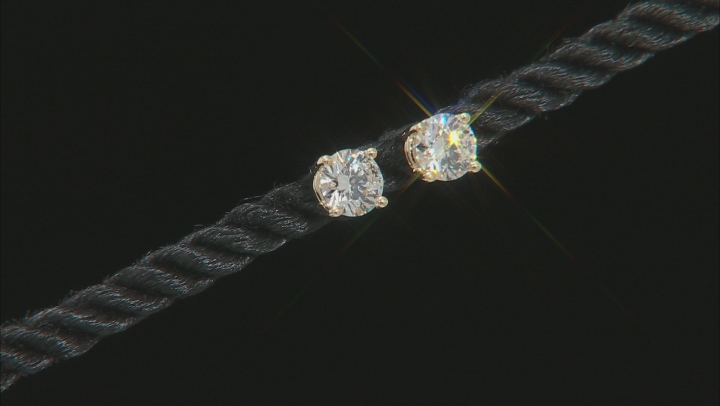 White Lab-Grown Diamond 14K Yellow Gold Stud Earrings 1.00ctw Video Thumbnail