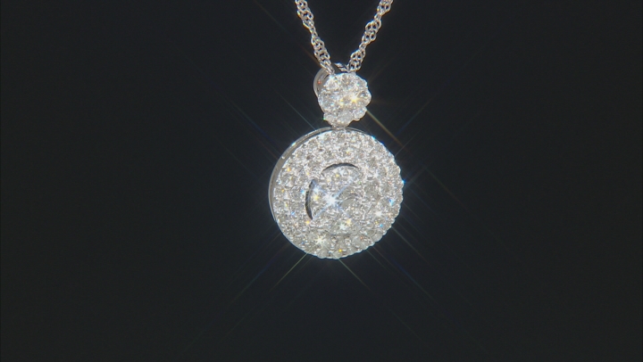 White Lab-Grown Diamond 14K White Gold Cluster Pendant With 18" Singapore Chain 0.65ctw Video Thumbnail