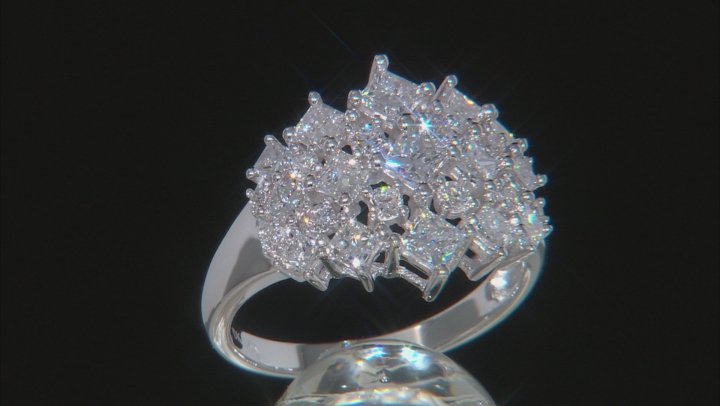 White Lab-Grown Diamond 14K White Gold Cluster Ring 1.85ctw Video Thumbnail