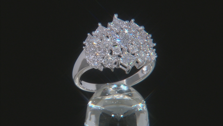 White Lab-Grown Diamond 14K White Gold Cluster Ring 1.85ctw Video Thumbnail