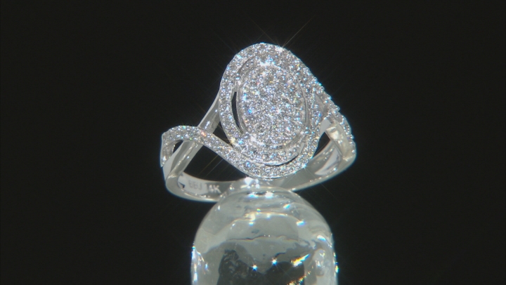White Lab-Grown Diamond 14K White Gold Cluster Ring 0.70ctw