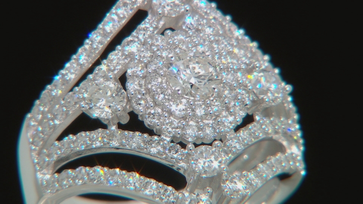 White Lab-Grown Diamond 14k White Gold Cocktail Ring 1.75ctw Video Thumbnail