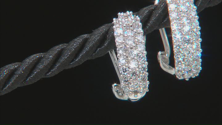 White Lab-Grown Diamond 14k White Gold J-Hoop Earrings 1.55ctw Video Thumbnail