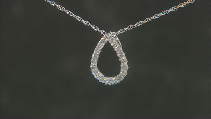 White Lab-Grown Diamond 14k White Gold Slide Pendant with 18" Chain 0.30ctw Video Thumbnail