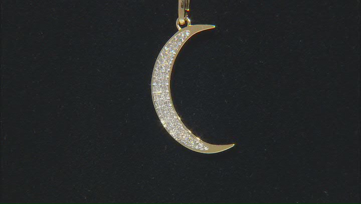 White Lab-Grown Diamond 14k Yellow Gold Over Sterling Silver Moon Pendant With Chain 0.15ctw Video Thumbnail