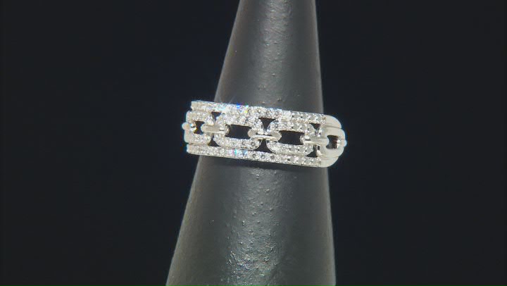 White Lab-Grown Diamond Rhodium Over Sterling Silver Band Ring 0.25ctw Video Thumbnail