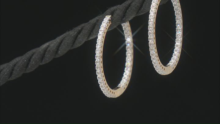 White Lab-Grown Diamond 14k Yellow Gold Over Sterling Silver Hoop Earrings 0.50ctw Video Thumbnail