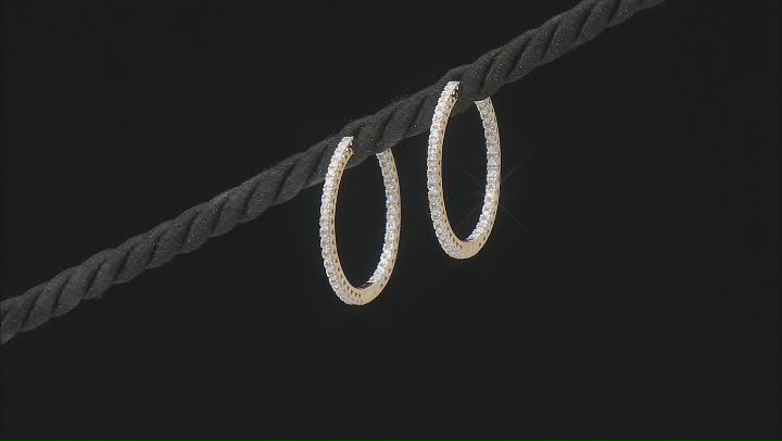 White Lab-Grown Diamond 14k Yellow Gold Over Sterling Silver Hoop Earrings 0.50ctw Video Thumbnail