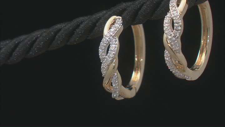 White Lab-Grown Diamond 14k Yellow Gold Over Sterling Silver Hoop Earrings 0.25ctw Video Thumbnail