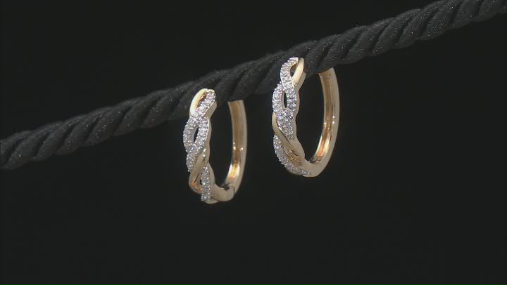 White Lab-Grown Diamond 14k Yellow Gold Over Sterling Silver Hoop Earrings 0.25ctw Video Thumbnail