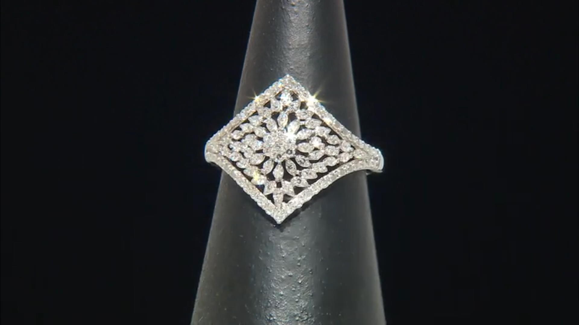 White Lab-Grown Diamond Rhodium Over Sterling Silver Cluster Ring 0.50ctw Video Thumbnail