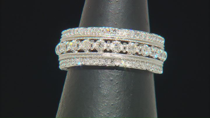 White Lab-Grown Diamond Rhodium Over Sterling Silver Band Ring 0.50ctw Video Thumbnail