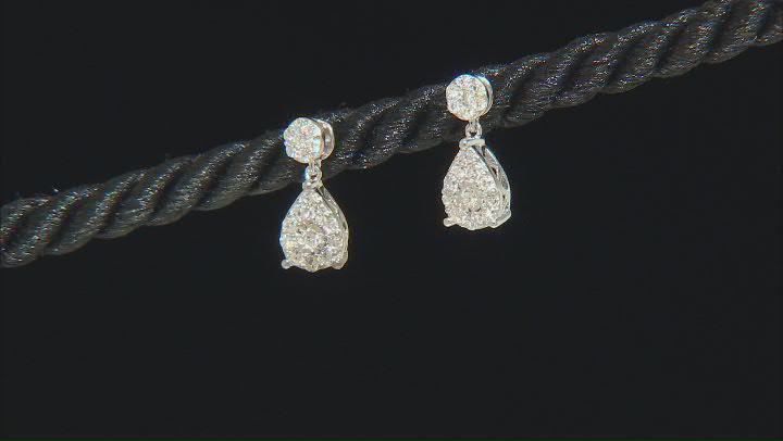 White Lab-Grown Diamond Rhodium Over Sterling Silver Dangle Earrings 0.33ctw Video Thumbnail