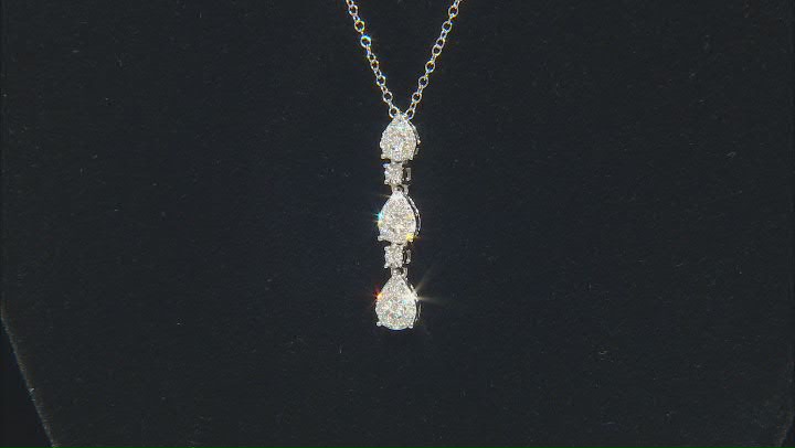 White Lab-Grown Diamond Rhodium Over Sterling Silver Dangle Pendant With Chain 0.33ctw Video Thumbnail