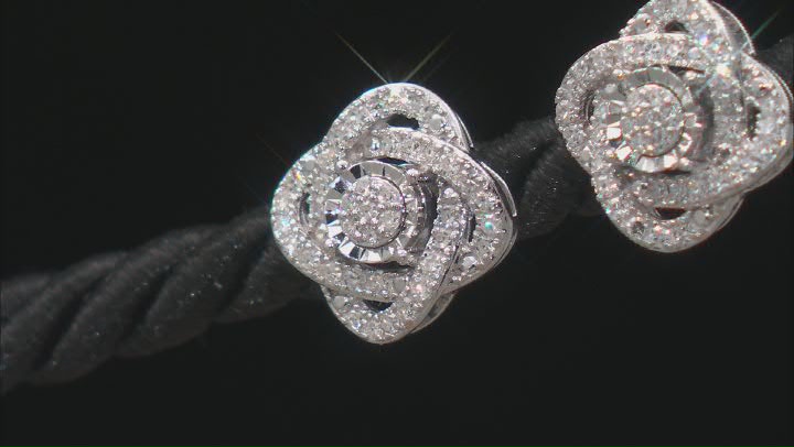 White Lab-Grown Diamond Rhodium Over Sterling Silver Cluster Earrings 0.50ctw Video Thumbnail