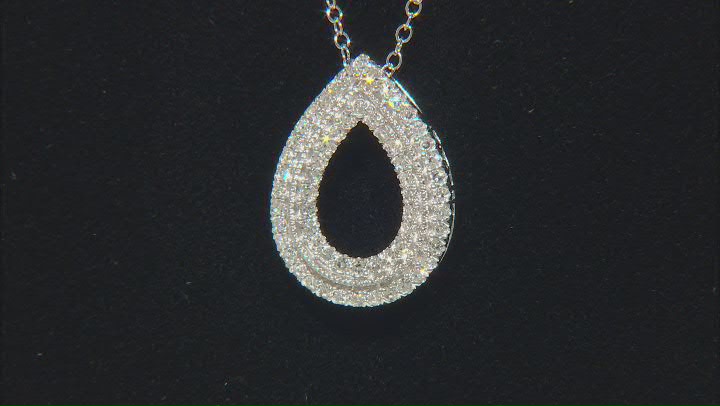 White Lab-Grown Diamond Rhodium Over Sterling Silver Slide Pendant With Chain 0.50ctw Video Thumbnail
