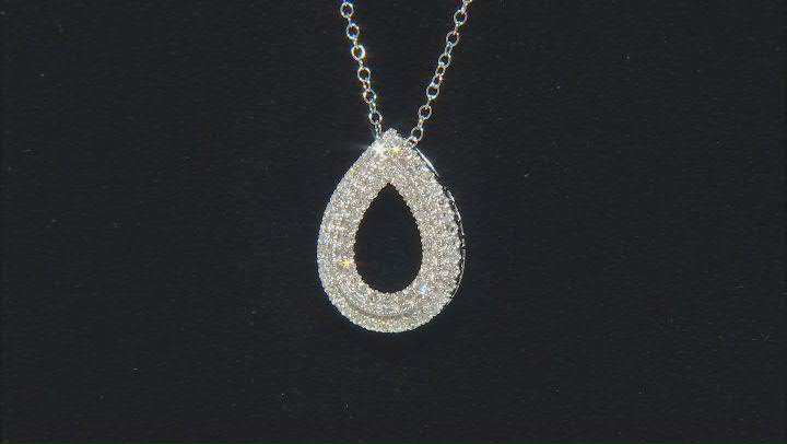 White Lab-Grown Diamond Rhodium Over Sterling Silver Slide Pendant With Chain 0.50ctw Video Thumbnail