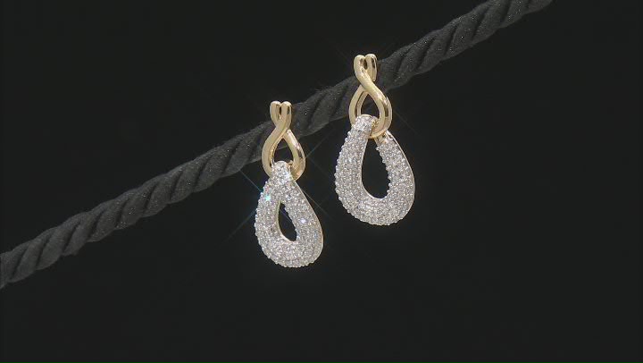 White Diamond 14k Yellow Gold Over Sterling Silver Dangle Earrings 1.50ctw Video Thumbnail