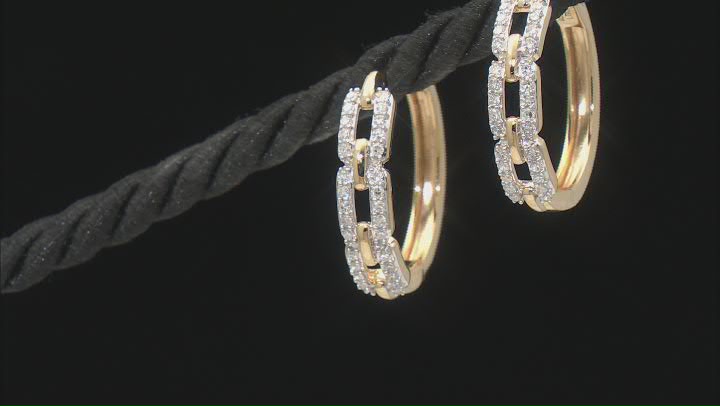 White Lab-Grown Diamond Diamond 14k Yellow Gold Over Sterling Silver Hoop Earrings 0.50ctw Video Thumbnail