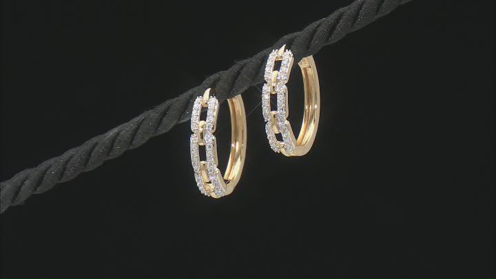 White Lab-Grown Diamond Diamond 14k Yellow Gold Over Sterling Silver Hoop Earrings 0.50ctw Video Thumbnail