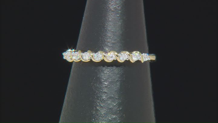 White Lab-Grown Diamond 14k Yellow Gold Over Sterling Silver Band Ring 0.15ctw Video Thumbnail