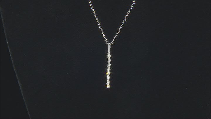 White Lab-Grown Diamond Rhodium Over Sterling Silver Drop Pendant With Rope Chain 0.15ctw Video Thumbnail