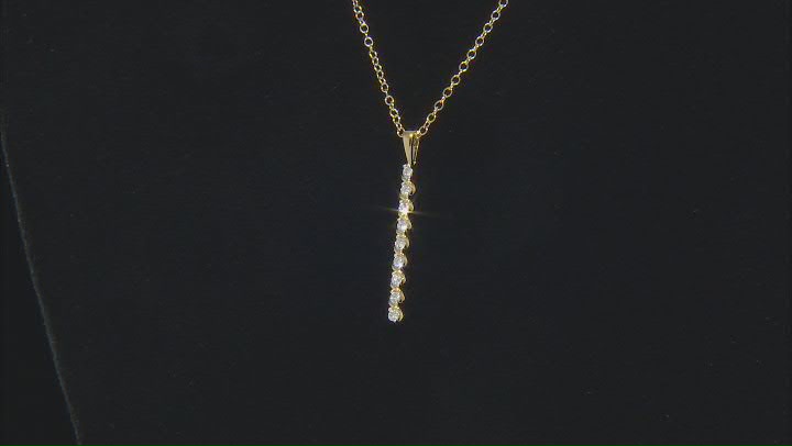 White Lab-Grown Diamond 14k Yellow Gold Over Sterling Silver Drop Pendant With Rope Chain 0.15ctw Video Thumbnail