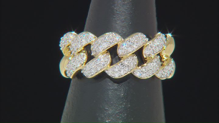 White Lab-Grown Diamond 14k Yellow Gold Over Sterling Silver Link Band Ring 0.50ctw Video Thumbnail