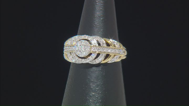White Lab-Grown Diamond 14k Yellow Gold Over Sterling Silver Cluster Ring 0.50ctw Video Thumbnail