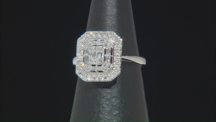 White Lab-Grown Diamond Rhodium Over Sterling Silver Cluster Ring 0.50ctw Video Thumbnail