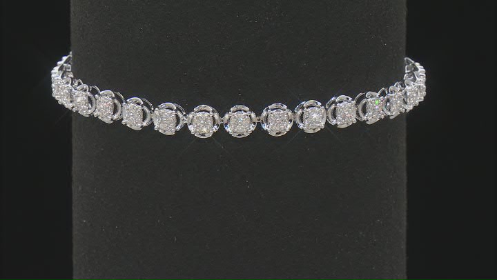 White Lab-Grown Diamond Rhodium Over Sterling Silver Tennis Bracelet 1.00ctw Video Thumbnail