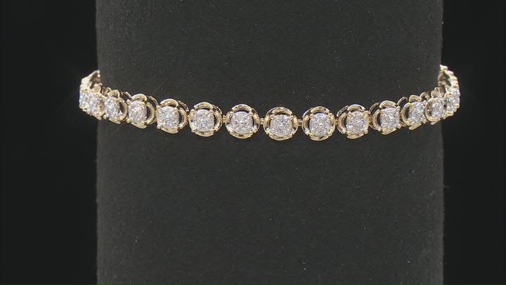 White Lab-Grown Diamond 14k Yellow Gold Over Sterling Silver Tennis Bracelet 1.00ctw Video Thumbnail