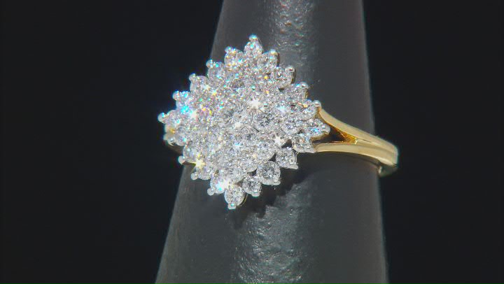 White Lab-Grown Diamond 14k Yellow Gold Over Sterling Silver Cluster Ring 1.00ctw Video Thumbnail