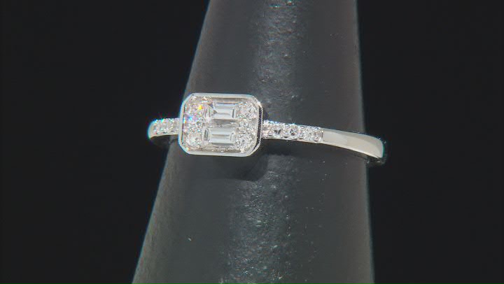 White Lab-Grown Diamond Rhodium Over Sterling Silver Cluster Ring 0.15ctw Video Thumbnail