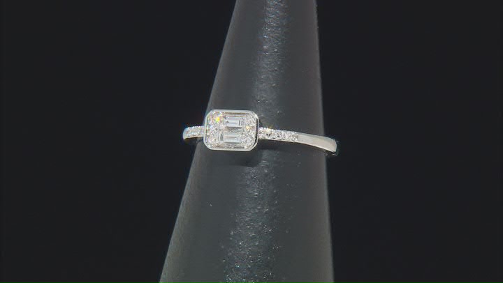 White Lab-Grown Diamond Rhodium Over Sterling Silver Cluster Ring 0.15ctw Video Thumbnail