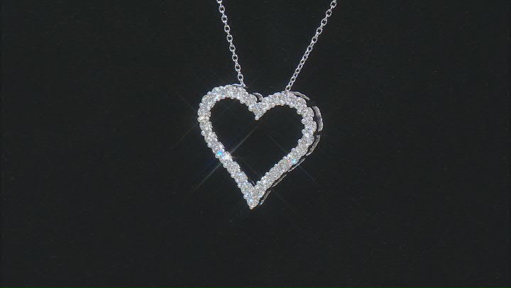 White Lab-Grown Diamond 14k White Gold Heart Slide Pendant With 18" Rolo Chain 0.50ctw Video Thumbnail