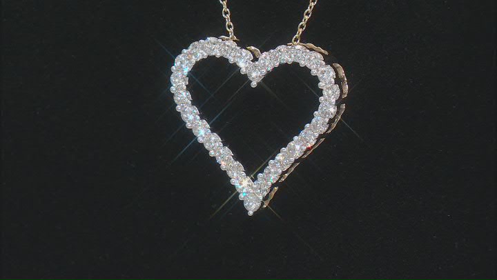 White Lab-Grown Diamond 14k Yellow Gold Heart Slide Pendant With 18" Rolo Chain 0.50ctw Video Thumbnail
