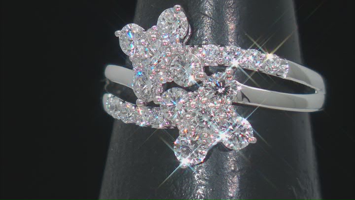White Lab-Grown Diamond Rhodium Over Sterling Silver Cluster Ring 1.00ctw Video Thumbnail