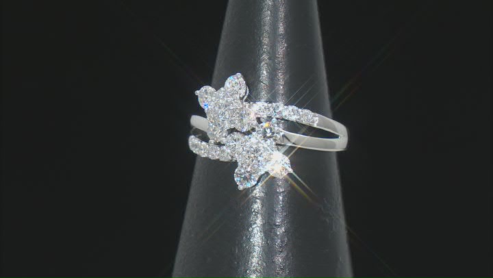 White Lab-Grown Diamond Rhodium Over Sterling Silver Cluster Ring 1.00ctw Video Thumbnail