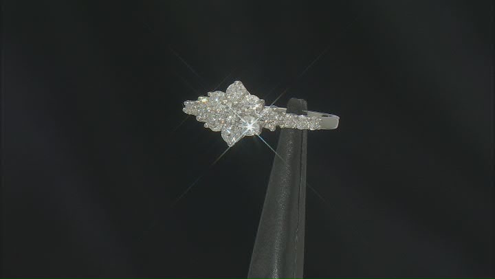 White Lab-Grown Diamond Rhodium Over Sterling Silver Cluster Ring 0.90ctw Video Thumbnail