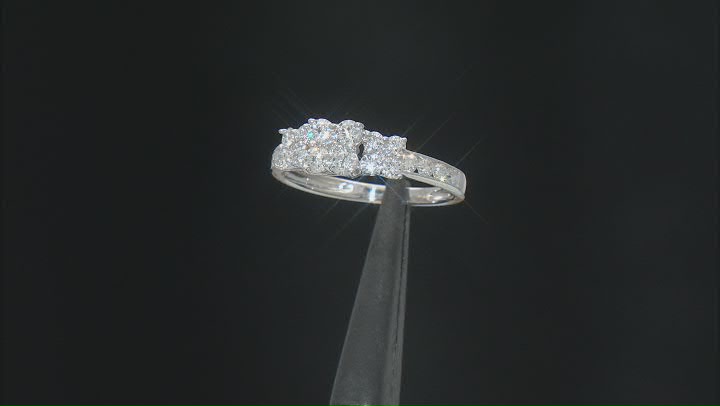 White Lab-Grown Diamond Rhodium Over Sterling Silver Cluster Ring 0.90ctw Video Thumbnail