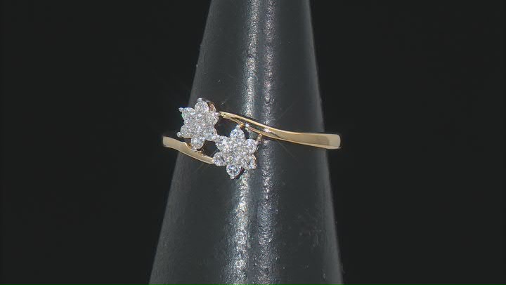 White Lab-Grown Diamond 14k Yellow Gold Over Sterling Silver Bypass Ring 0.25ctw Video Thumbnail