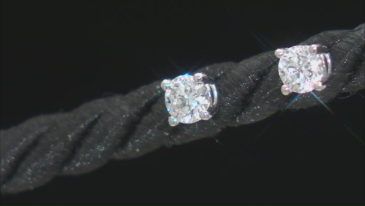 White Lab-Grown Diamond H SI 10k White Gold Stud Earrings 0.50ctw Video Thumbnail