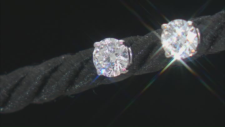 White Lab-Grown Diamond H SI 10k White Gold Stud Earrings 1.00ctw Video Thumbnail