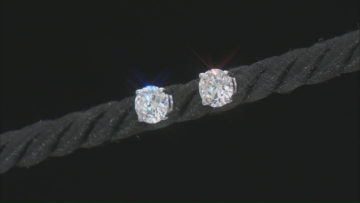 White Lab-Grown Diamond H SI 10k White Gold Stud Earrings 1.00ctw Video Thumbnail