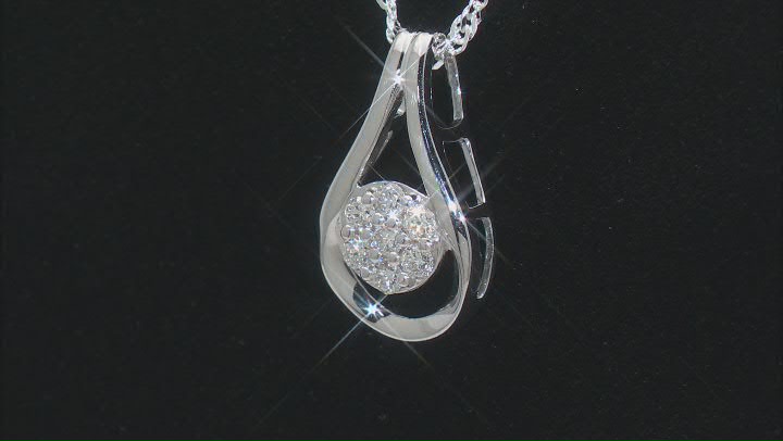 White Lab-Grown Diamond Rhodium Over Sterling Silver Teardrop Pendant With Singapore Chain 0.20ctw Video Thumbnail