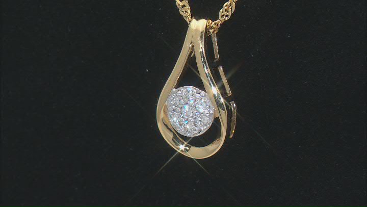White Lab-Grown Diamond 14k Yellow Gold Over Sterling Silver Pendant With Singapore Chain 0.20ctw Video Thumbnail