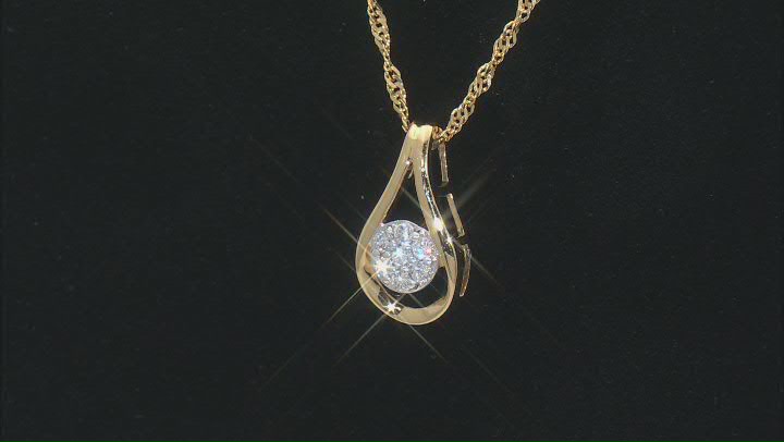 White Lab-Grown Diamond 14k Yellow Gold Over Sterling Silver Pendant With Singapore Chain 0.20ctw Video Thumbnail